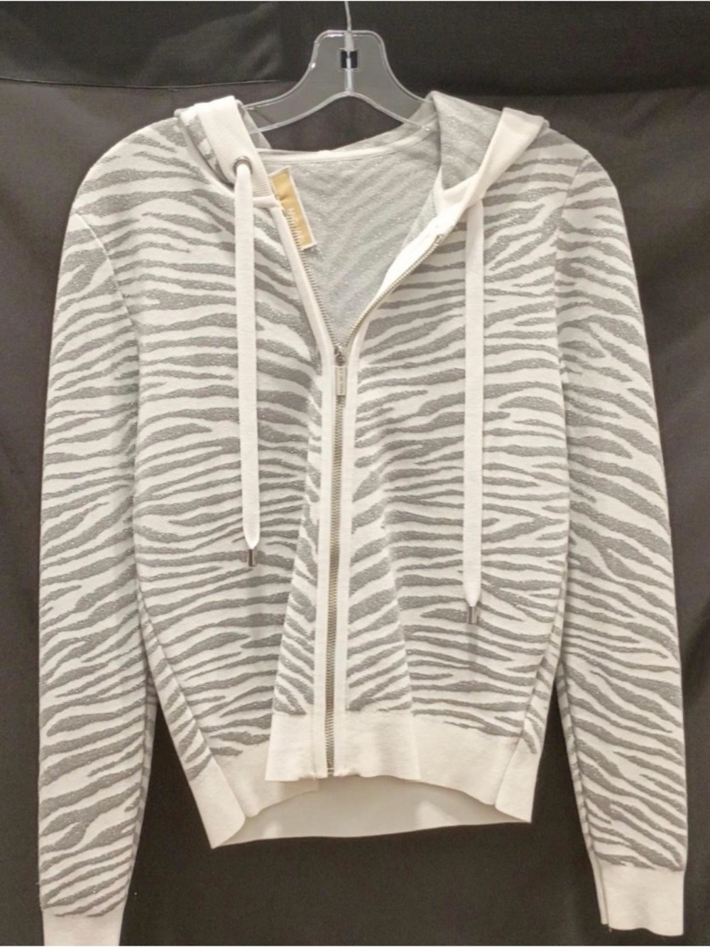 Michael Kors Zebra-Print Zip Hoodie Sweater - Women's